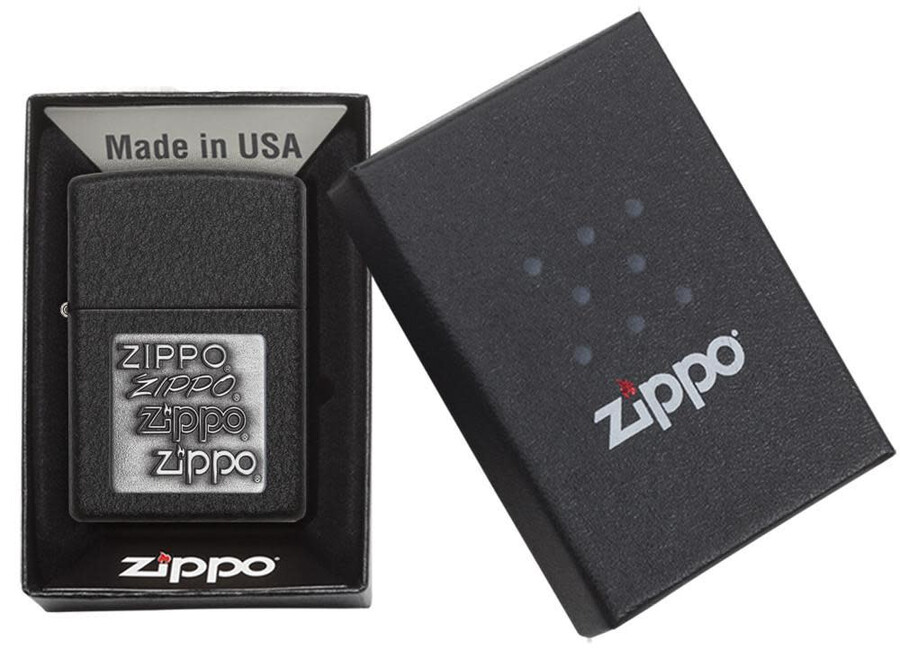 black crackle silver zippo logo