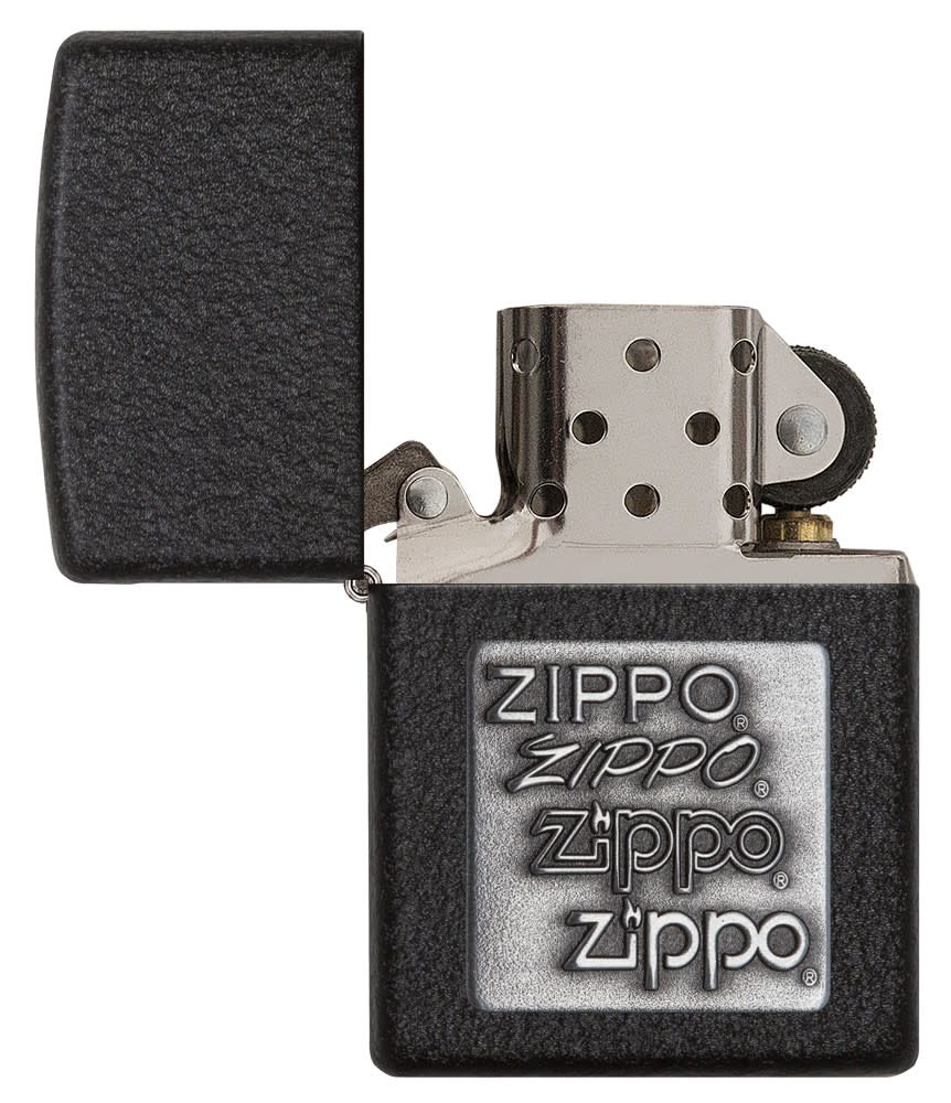black crackle silver zippo logo